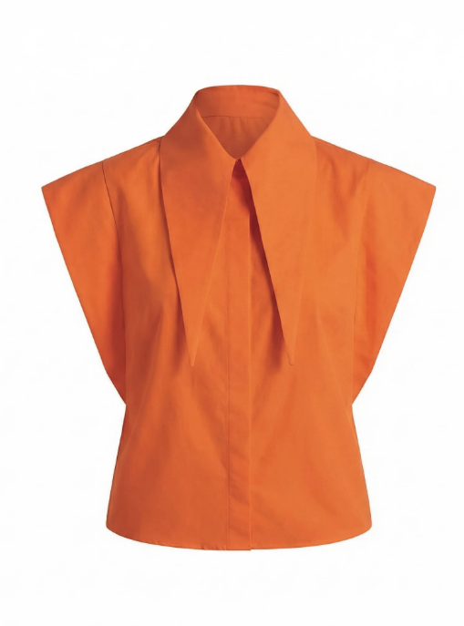 Sleeveless Statement Collar Shirt