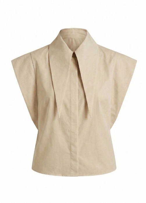 Sleeveless Statement Collar Shirt