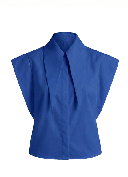 Sleeveless Statement Collar Shirt