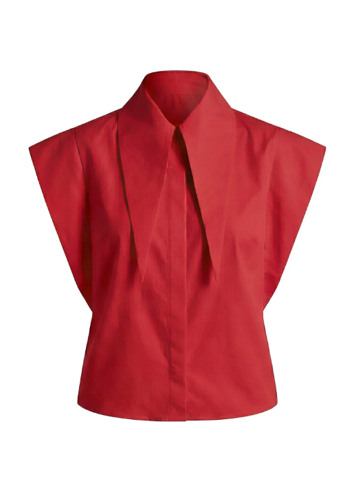 Sleeveless Statement Collar Shirt