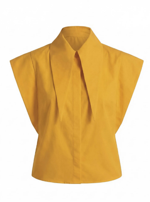Sleeveless Statement Collar Shirt