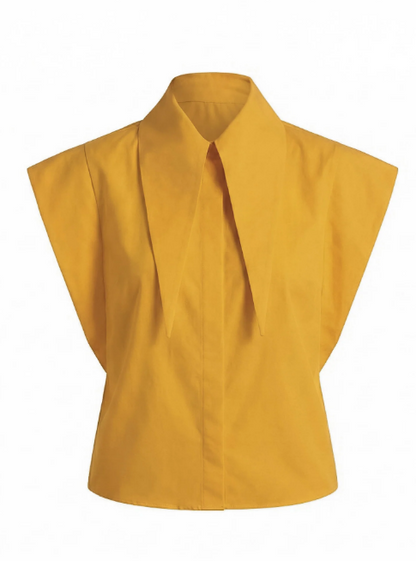 Sleeveless Statement Collar Shirt