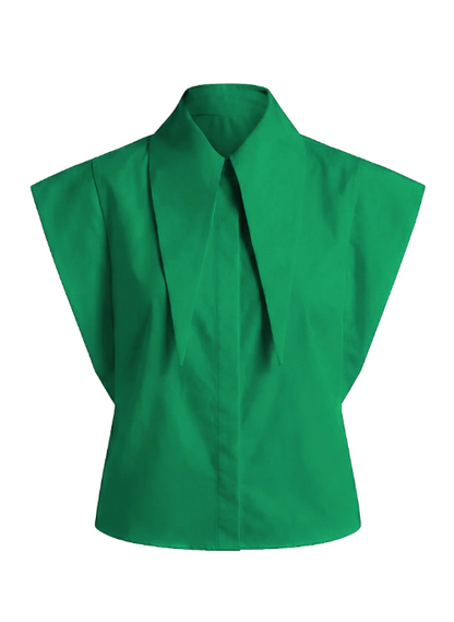 Sleeveless Statement Collar Shirt