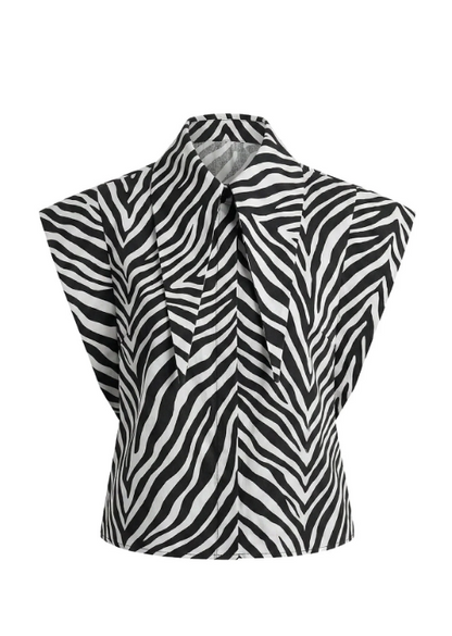 Sleeveless Statement Collar Shirt