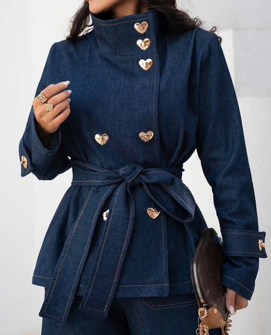 Adorable Stand Collar Denim Jacket