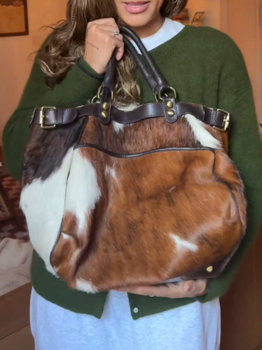 Faux Leather Dairy Shoulder Bag