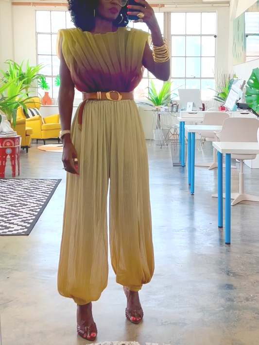 Gradient Ruffle Pants Suit