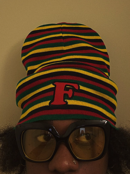 Contrast Striped Knit Hat