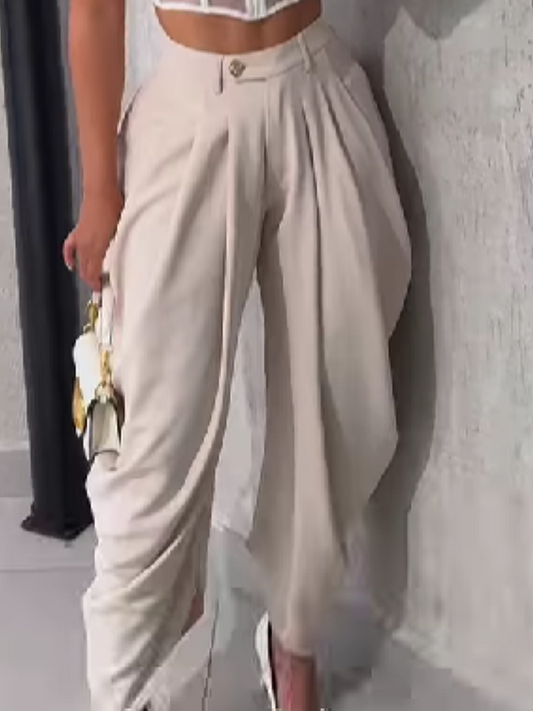 High Waist Loose Drape Irregular Casual Trousers