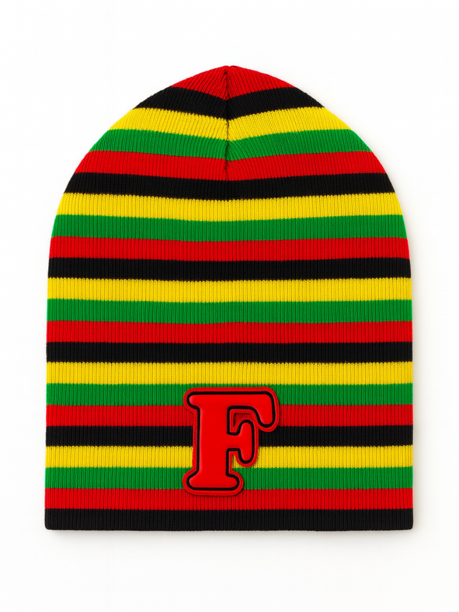 Contrast Striped Knit Hat