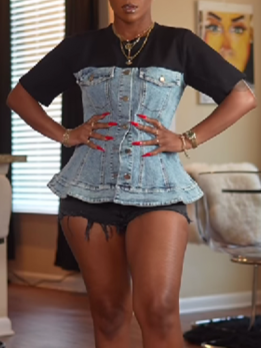 Mesh Denim Top